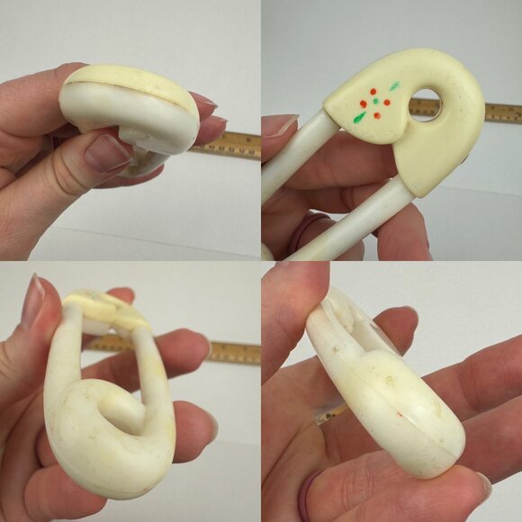 Vtg Small Plastic Baby Rattles Phone Shape Novelty Safety Pin Collect Decor Prop - Picture 4 of 9
